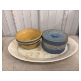 Two Piece Stoneware and a Platter