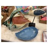 Ceramic Decorative Assortment: Hull Shell Basket and Frankoma Leaf Dish