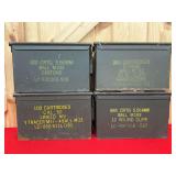 Military Metal Ammunition Storage Boxes, Set of 4
