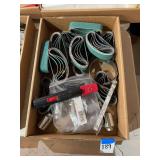 Assorted Shop Tools and Abrasive Belts Lot
