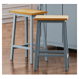 Set of 2 Bar Stools, Blue Grey