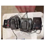 Assorted Power Tool Battery Chargers: Bosch, EGO, and Craftsman
