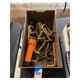 Assorted Metal L-Brackets and Rayovac Flashlight