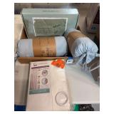 Home Goods Assortment: Shower Enclosure, Twin XL Sheet Sets, and Shower Curtain