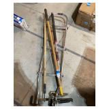 Assorted Garden Tools and Metal Frame