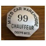 Deere & Co. Mixed Car Warehouse Chauffeur Badge