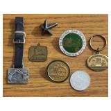 (7) John Deere Watch Fob, Pins, Key Chain, Coin