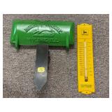 (3) John Deere Toolbox Lid, Thermometer, Shovel
