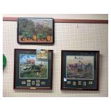 (3) John Deere Prints + Clock