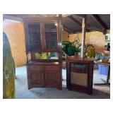 (2) Oak Hutch + Console Radio