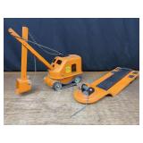 (2) State Hi-Way Dept Shovel + Lowboy Trailer Tonka
