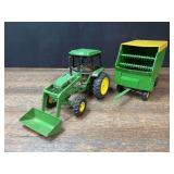 (2) 1/16 John Deere 2550 w/Loader + Forage Wagon Ertl