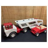 (2) Jeep + Car Carrier Tonka