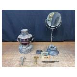 (7) Lantern, Mirror, Razors, Soap, Receipt Spike