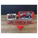 (3) 1/32 MF Tractors + Cultivator Ertl