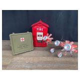 (3) Fire Call Box, First Aid Kit, Coke Can Plane