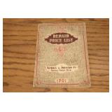 1901 Nichols & Shepard Threshing Machinery Repair Price List