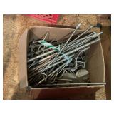 Assorted Staineless Steel Metal Rods, Fittings, and Bases in Box