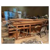 Assorted Wood Trim and Lumber Stock with Cabinet Frame