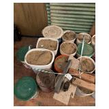 Assorted Buckets of Sand for concrete
