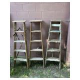 Collection of Three Wooden Step Ladders