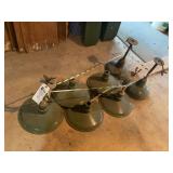 Set of Six Industrial Green Enamel Pendant Light Fixtures