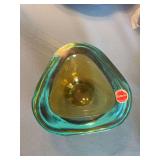 Murano Italy Art Glass Bowl, Tri-Corner Form