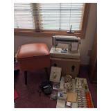 Kenmore Model 1913 Sewing Machine with Accessories and Craft Supplies