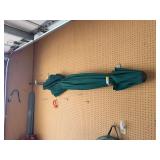 Green Outdoor Patio Umbrella with Crank Mechanism