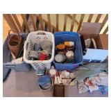 Assorted Kitchenware and Household Linens Lot. - Basket has been removed