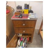 Workshop Storage Cabinet with Assorted Hand Tools and Supplies