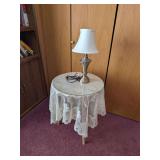 Round Glass Top Side Table with Metal Base