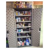 Suncast Resin Storage Cabinet with Assorted Workshop Supplies