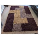 Nouveau Shag Area Rug, Mulberry, Gold, and Jewel Tones