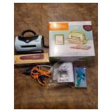 Crafting Equipment Lot: Cricut Cuttlebug, Texture Boutique, Heat Tool, and Mini Sewing Machine