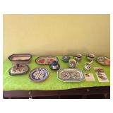 Collection of Polish and Portuguese Hand-Painted Ceramic Tableware