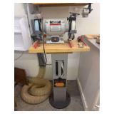 8-Inch Slow Speed Bench Grinder with Pedestal Stand and Tool Rest System