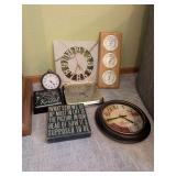Collection of Decorative Wall Clocks and Inspirational Wall Art