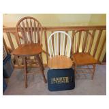Assorted Wooden Chairs and Duluth Trading Co. Kneeling Pad
