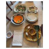 Assorted Decorative Ceramic Serving Dishes and Tableware Collection