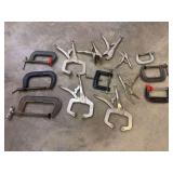Assorted Collection of C-Clamps and Locking Pliers