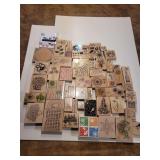 Large Collection of Wood-Mounted Rubber Craft Stamps