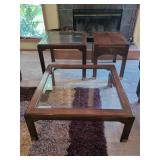 Three-Piece Wood and Glass Occasional Table Set