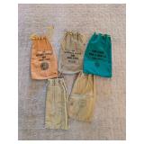 Collection of Five Canvas Bank Deposit Bags from Illinois Institutions