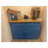 Woodworking Workbench with Integrated Storage and Assorted Hand Tools