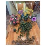 Collection of Artificial Floral Arrangements and Decorative Greenery