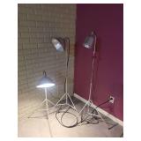 Set of Three Adjustable Tripod Floor Lamps