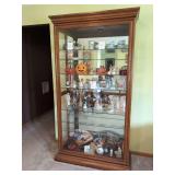 Wooden Curio Display Cabinet with Glass Shelving and Interior Lighting