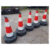 Set of Five 28-Inch High-Visibility Reflective Traffic Cones with Heavy Bases