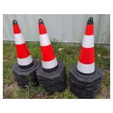 30 Red and White Traffic Cones with Interlocking Black Bases